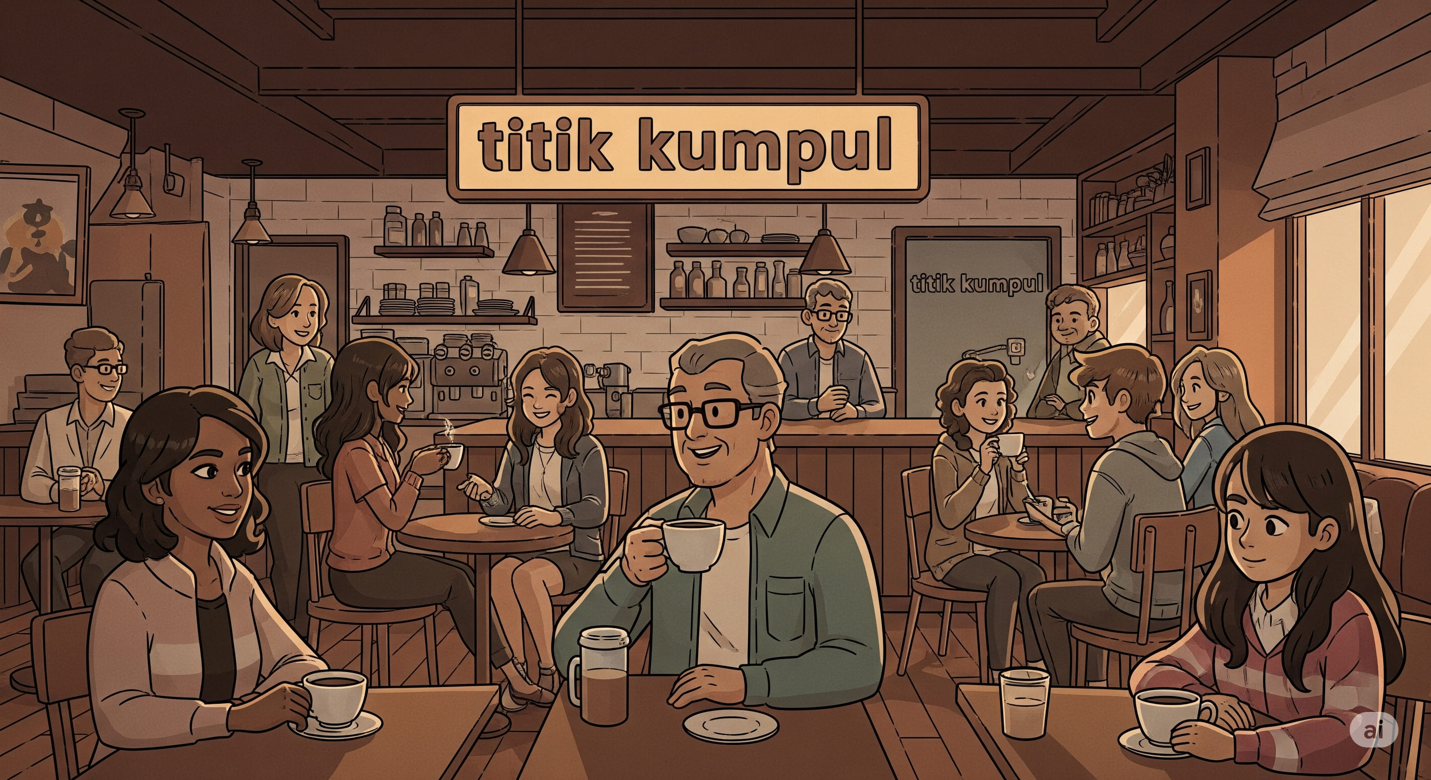 Suasana interior kafe Titik Kumpul